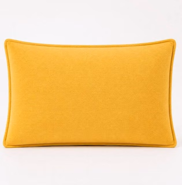 Serenityy Marigold Textured Cotton Lumbar Cushion Cover in Gold, W: 50 cm, H: 30 cm