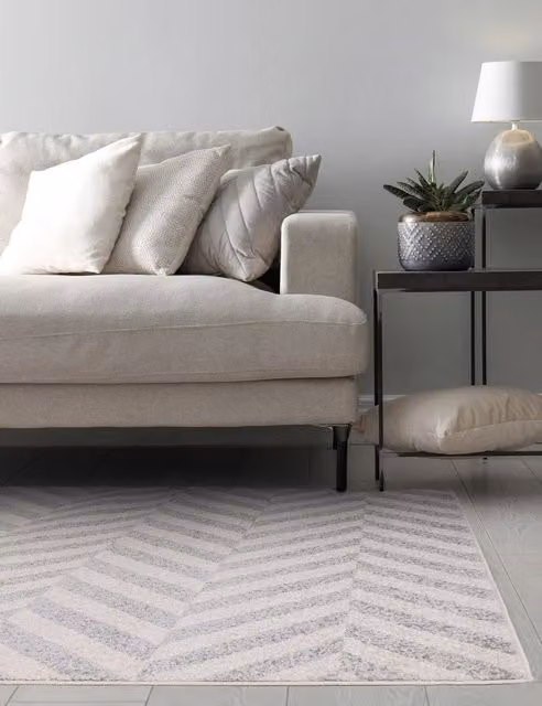 Asiatic Muse Grey Geometric Chevron Modern Rectangular Polypropylene Rug