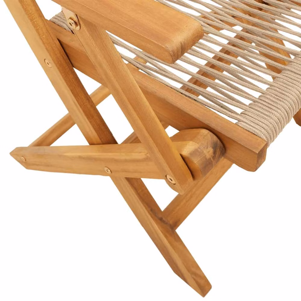 Berkfield Home Set of 4 Folding Garden Chairs in Beige Acacia Wood – 3