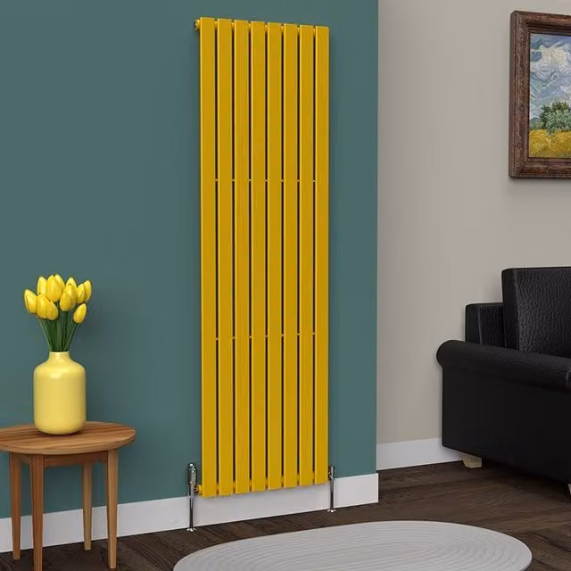 Lux Heat Flat Coloured Vertical Radiator in Sunflower Yellow, H 180 cm x W 56 cm