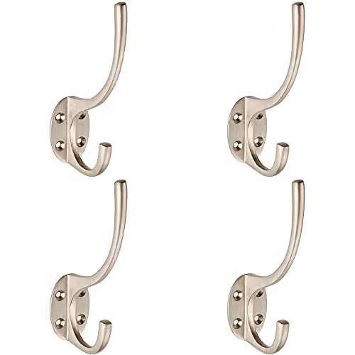 Loops Victorian Hat and Coat Hook on Oval Backplate, Satin Nickel, Pack of 4