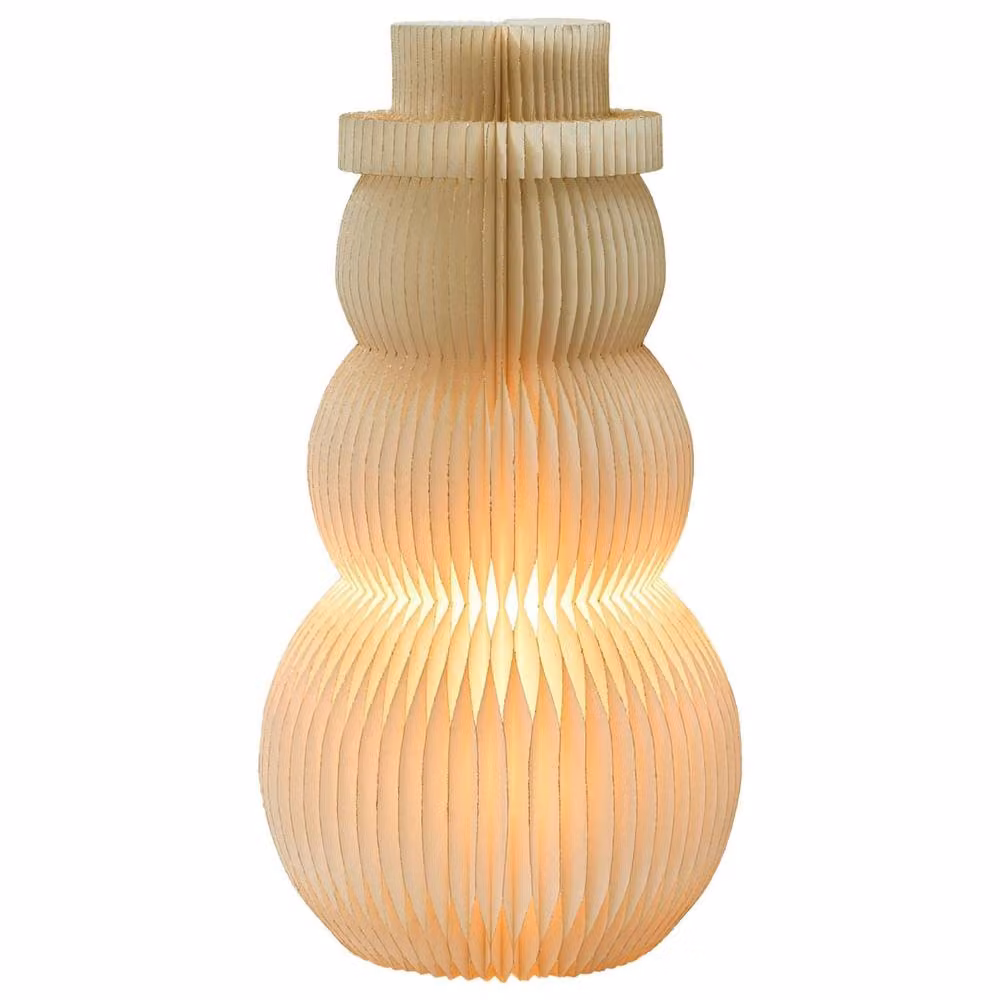Wyld and Coco Beige Honeycomb Paper LED Snowman Figurine with 3D Origami Light – 2