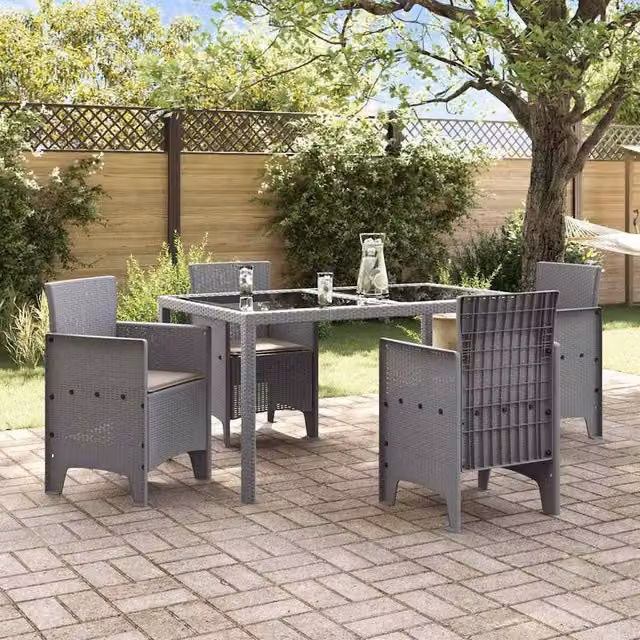 Berkfield Home Modern Garden Chair Set of 4 in Grey and Beige