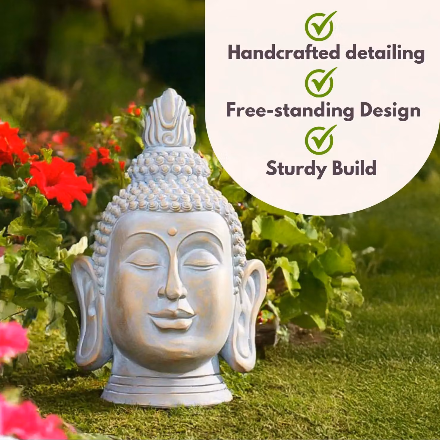 Marco Paul XLarge Buddha Head Gold Stone Garden Ornament – 4