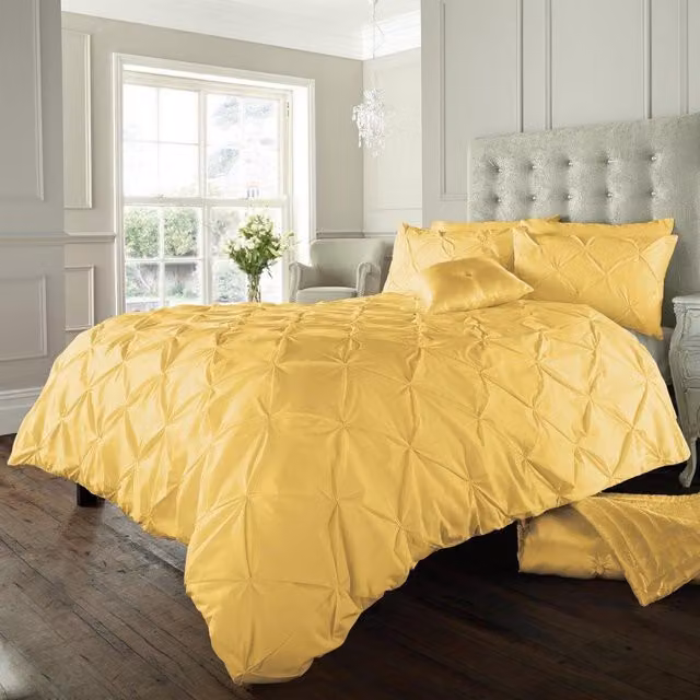 Smart Living Yellow Cotton Polyester Duvet Cover and Pillowcase Set, W/D/H: 200 x 200 cm and 50 x 75 cm
