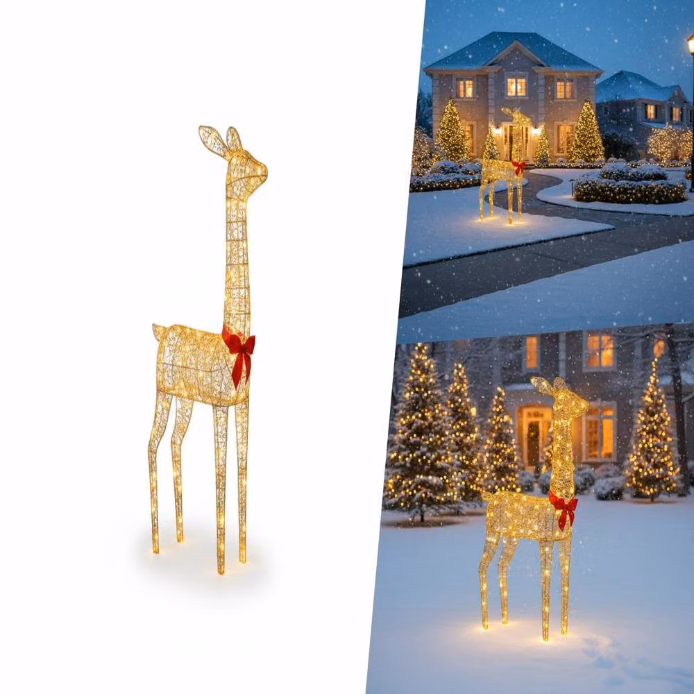 Pegdev Gold Rattan LED Christmas Deer with 350 Warm White Lights, Height: 108 cm – 3