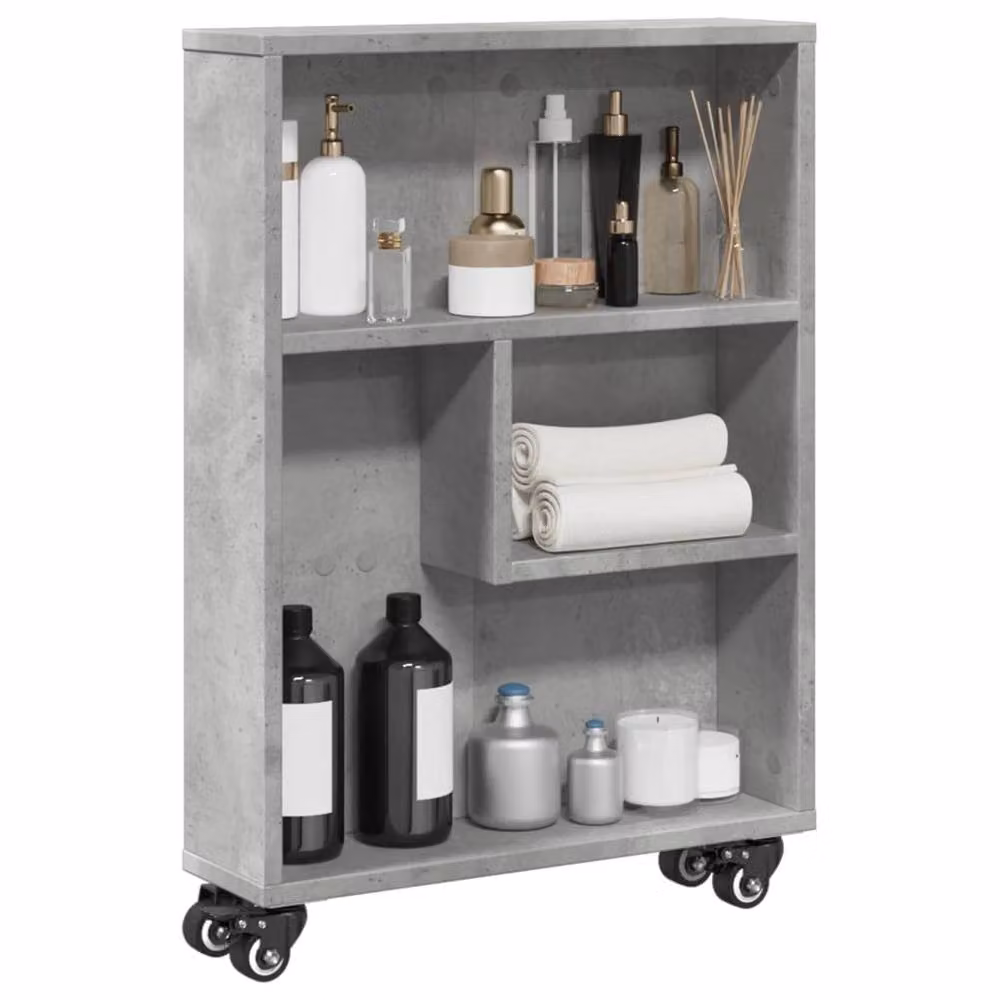 Berkfield Home Narrow Storage Trolley in Concrete Grey, W/D/H: 48 x 13 x 68 cm – 2