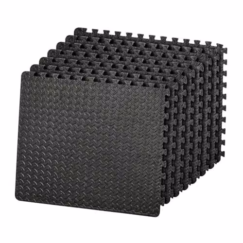 SHATCHI 8 Piece Black Interlocking EVA Foam Exercise Floor Mats, W/D/H: 60 x 60 x 1.1 cm – 1