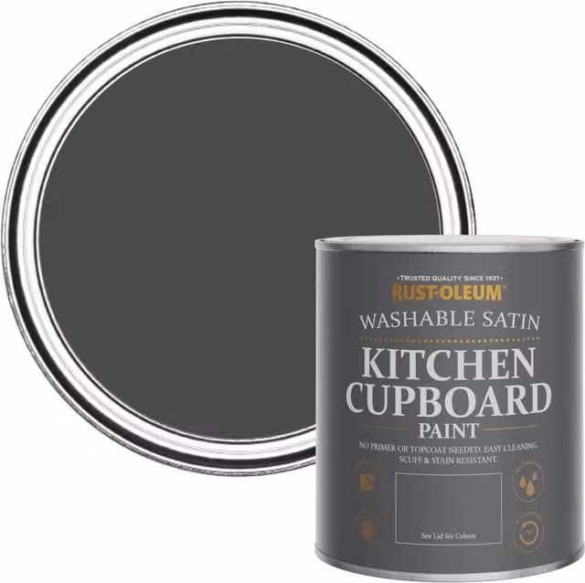 Rust-Oleum Water-Based Kitchen Cupboard Paint in Satin Finish, Green and Black, 0.75 l