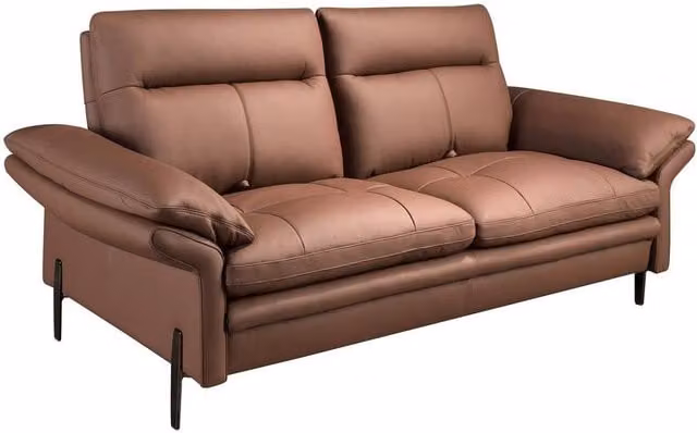 Angel Cerda 2-Seater Brown Cowhide Leather Sofa with Adjustable Headrest and Solid Wood Frame – 1
