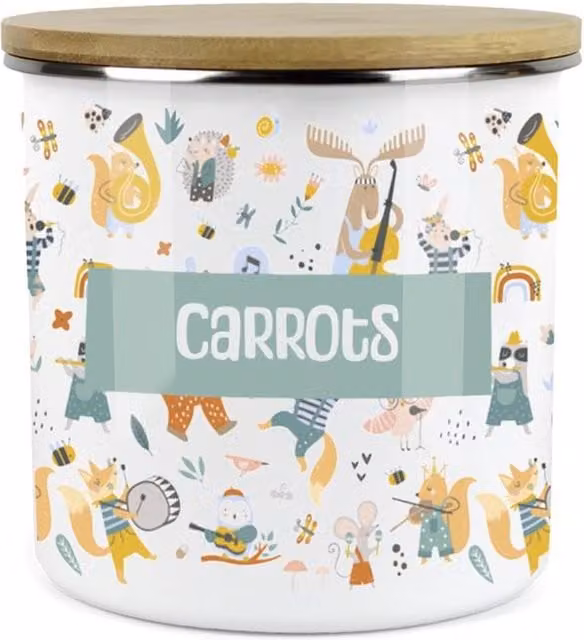 Purely Home Musical Animals Childrens Mini Snack Pot in Blue and Multicolour Enamel Metal