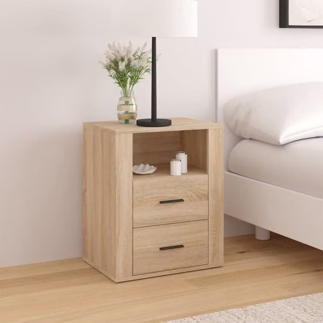 Berkfield Home Sonoma Oak Bedside Cabinet in Brown, W/D/H: 50 x 36 x 60 cm – 1