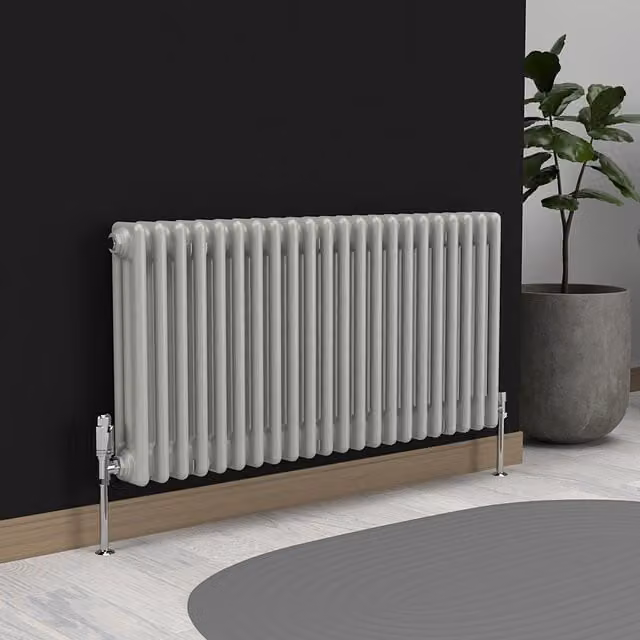 Lux Heat Horizontal 3 Column Steel Radiator in Grey, W: 101.0 cm, H: 50.0 cm