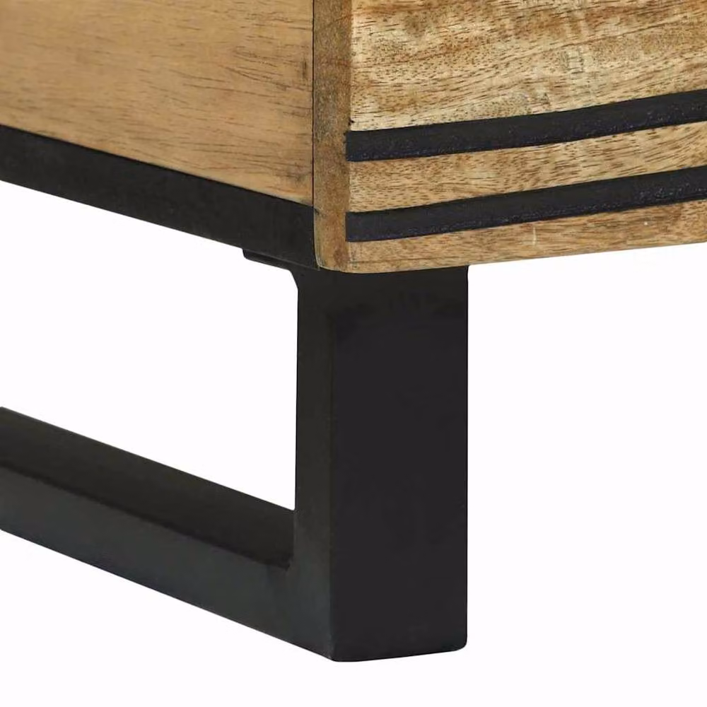 Berkfield Home Modern Geometric Coffee Table in Beige Solid Mango Wood W/D/H: 80 x 50 x 40 cm – 5