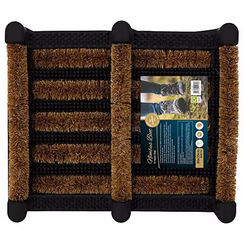 JVL Nimbus Rubber and Coir Boot Scraper Mat, Brown and Beige, W/D: 30 x 35 cm