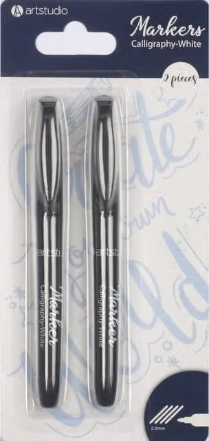 Art Studio Pack of 2 White Brush Ink Calligraphy Markers