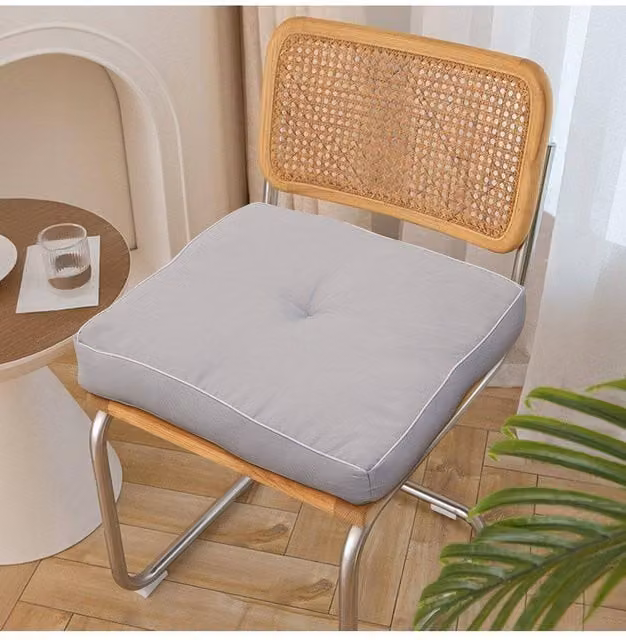 H&O Direct Set of 2 Breathable Square Outdoor Patio Seat Cushions in Grey