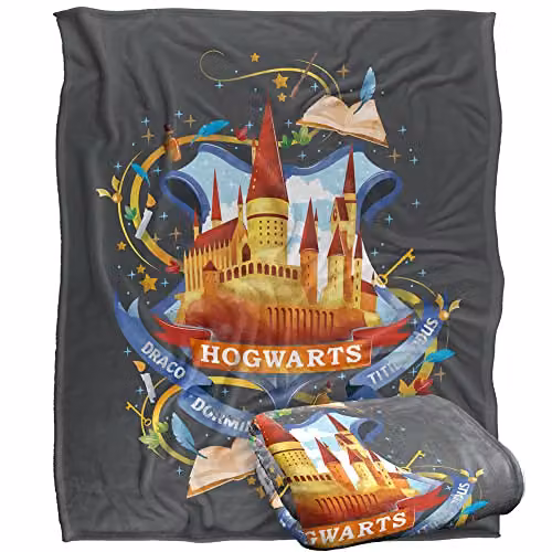LOGOVISION Harry Potter Watercolor Hogwarts Crest Super Soft Fleece Throw Blanket, White and Multicolour, W/D/H: 152 x 152 x 127 cm – 5
