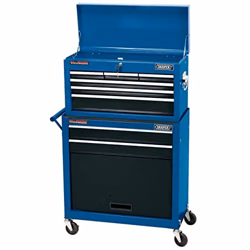 Draper 51177 Blue Steel Roller Tool Cabinet with 2 Drawers and 5 Drawer Chest