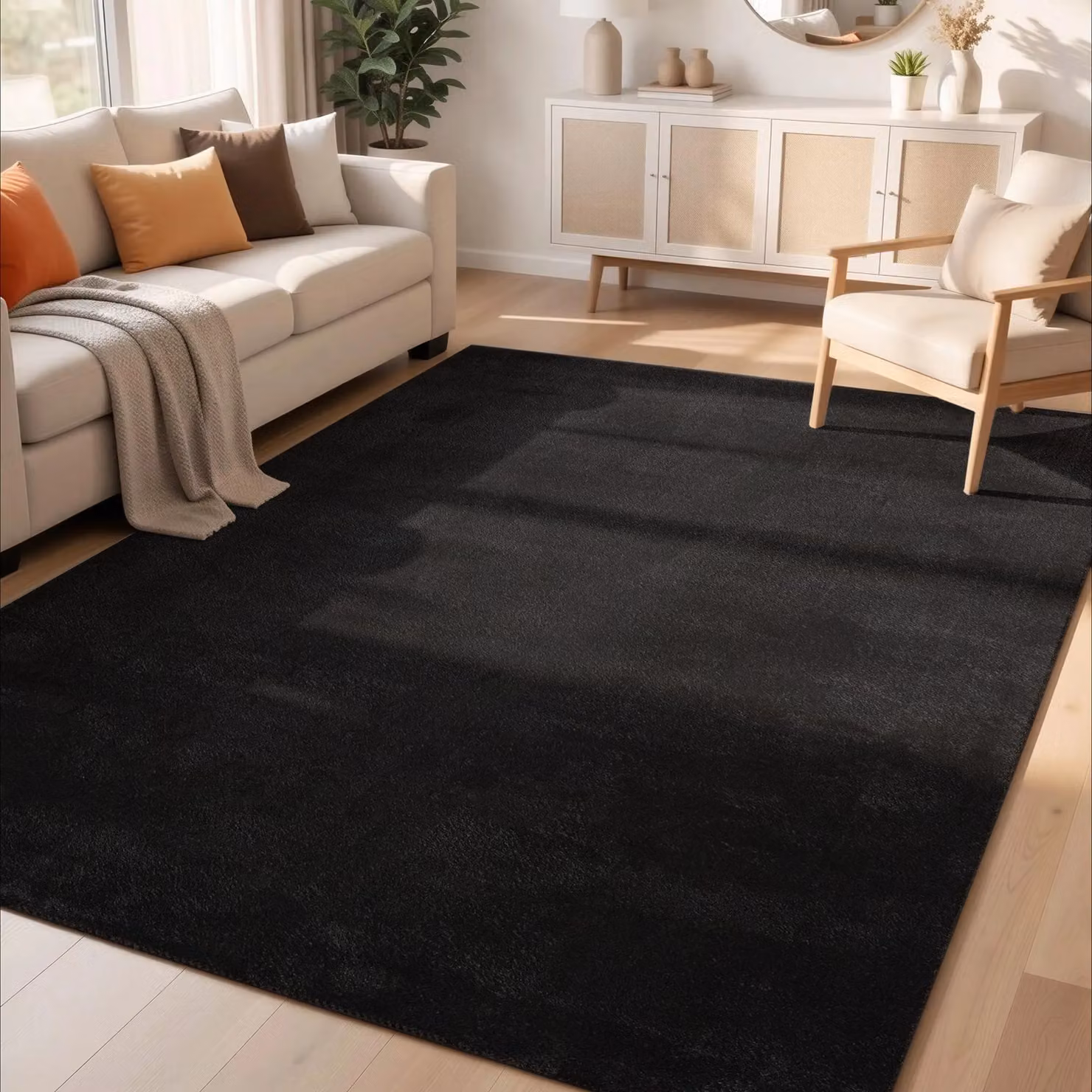 Desire Rugs Comfy Washable Low Pile Living Room Area Rug with Anti-Slip Felt Backing in Black, W: 200 cm, D: 280 cm – 2