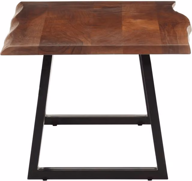 Berkfield Home Beautiful Coffee Table in Honey Brown, Solid Acacia Wood with Live Edge and Industrial Metal Design, W/D/H: 110 x 55 x 40 cm