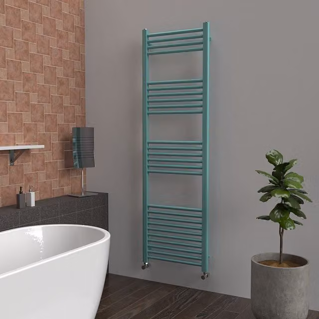 Lux Heat Steel Wall Mounted Towel Rail in Aqua Green, H: 160 cm, W: 50 cm