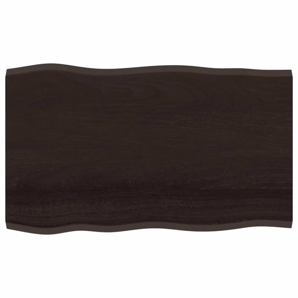 Berkfield Home Table Top Live Edge Solid Oak Wood in Dark Brown and Grey, W: 100 cm, D: 60 cm, H: 2 cm – 2