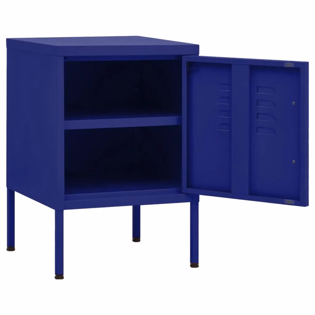 Berkfield Home Modern Metal Nightstand in Matt Blue, W/D/H: 35 x 35 x 51 cm – 3