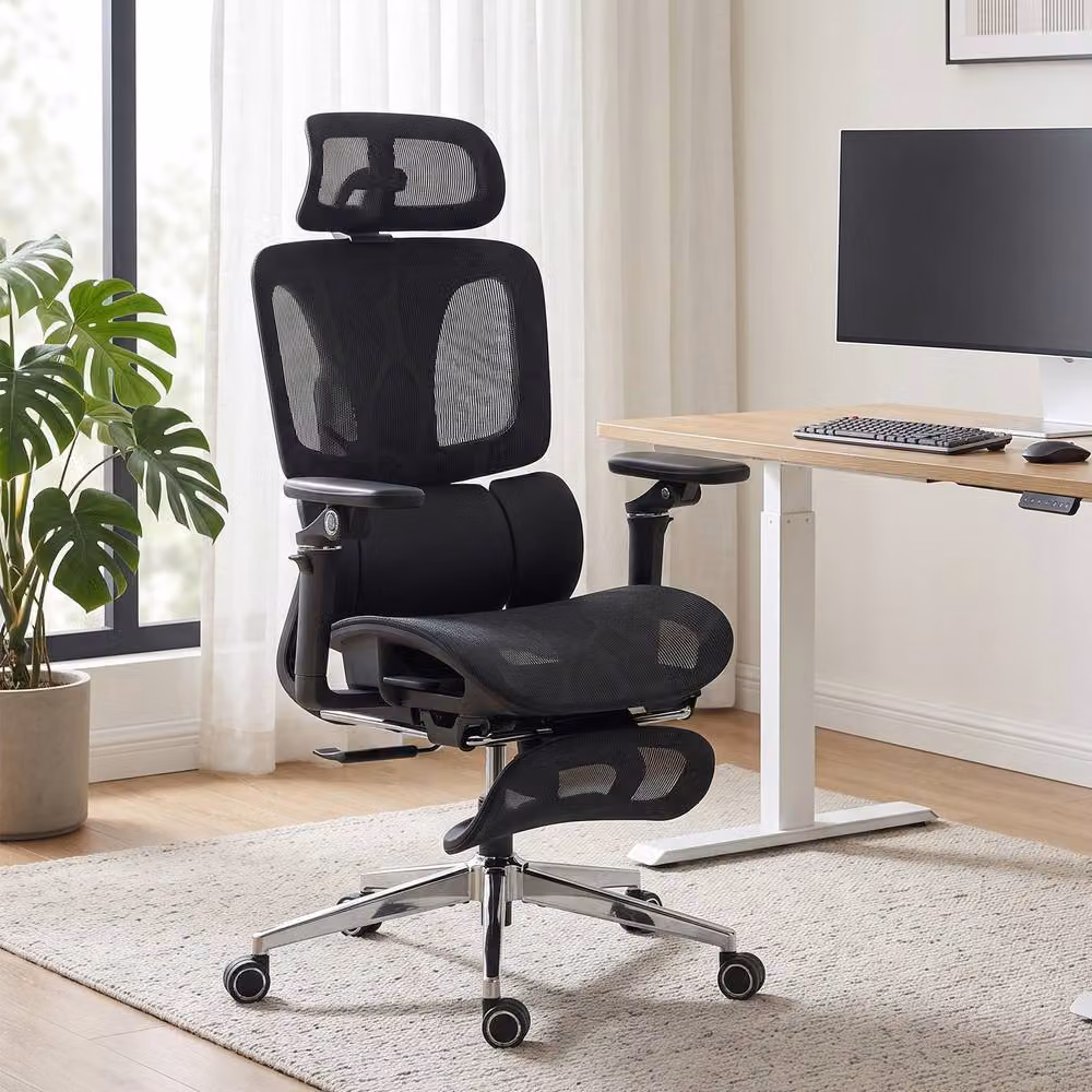 Rolipo Ergonomic High Back Mesh Office Chair in Black with Headrest and Armrests – 2