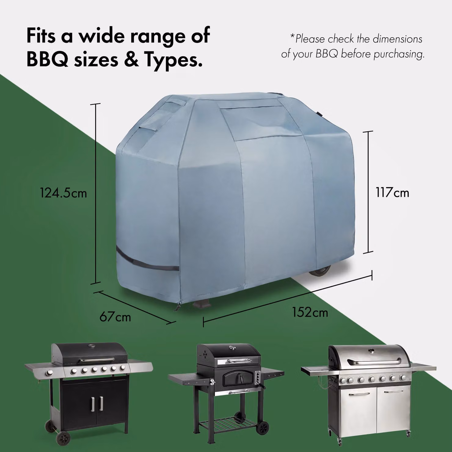 VonHaus Waterproof PVC BBQ Cover in Grey W/D/H: 152 x 124.5 x 67 cm – 3