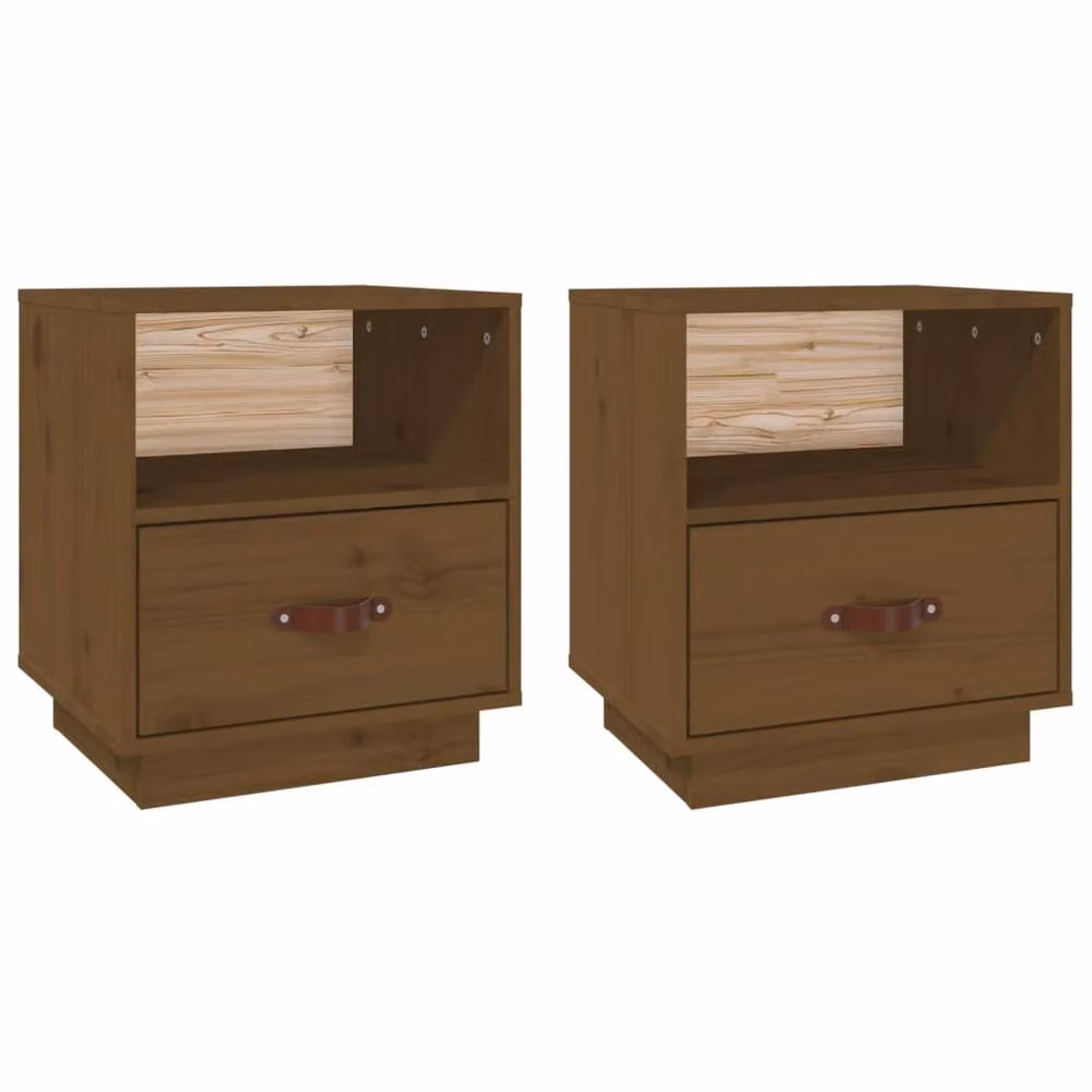 Berkfield Home Beautiful Bedside Cabinets, 2 Piece Set, Honey Brown, W: 40 cm, D: 34 cm, H: 45 cm – 2