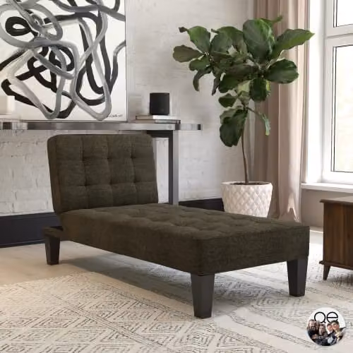 DHP Adalynn Chaise Lounger in Grey Linen, W: 73 cm, D: 163 cm, H: 80 cm