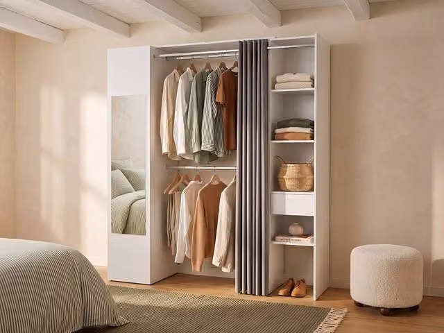 Vente-unique Modern Dresser with Mirror and Internal Drawers, White and Grey, W: 177.5 cm, H: 205 cm, D: 50 cm – 1
