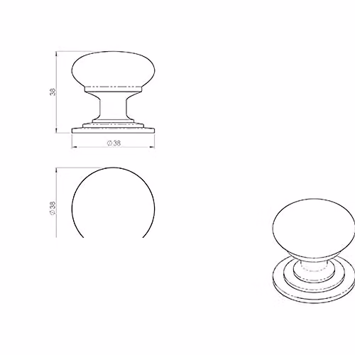 Loops 4 Pack Victorian Round Cupboard Door Knob, Polished Brass, Diameter: 38 mm – 3