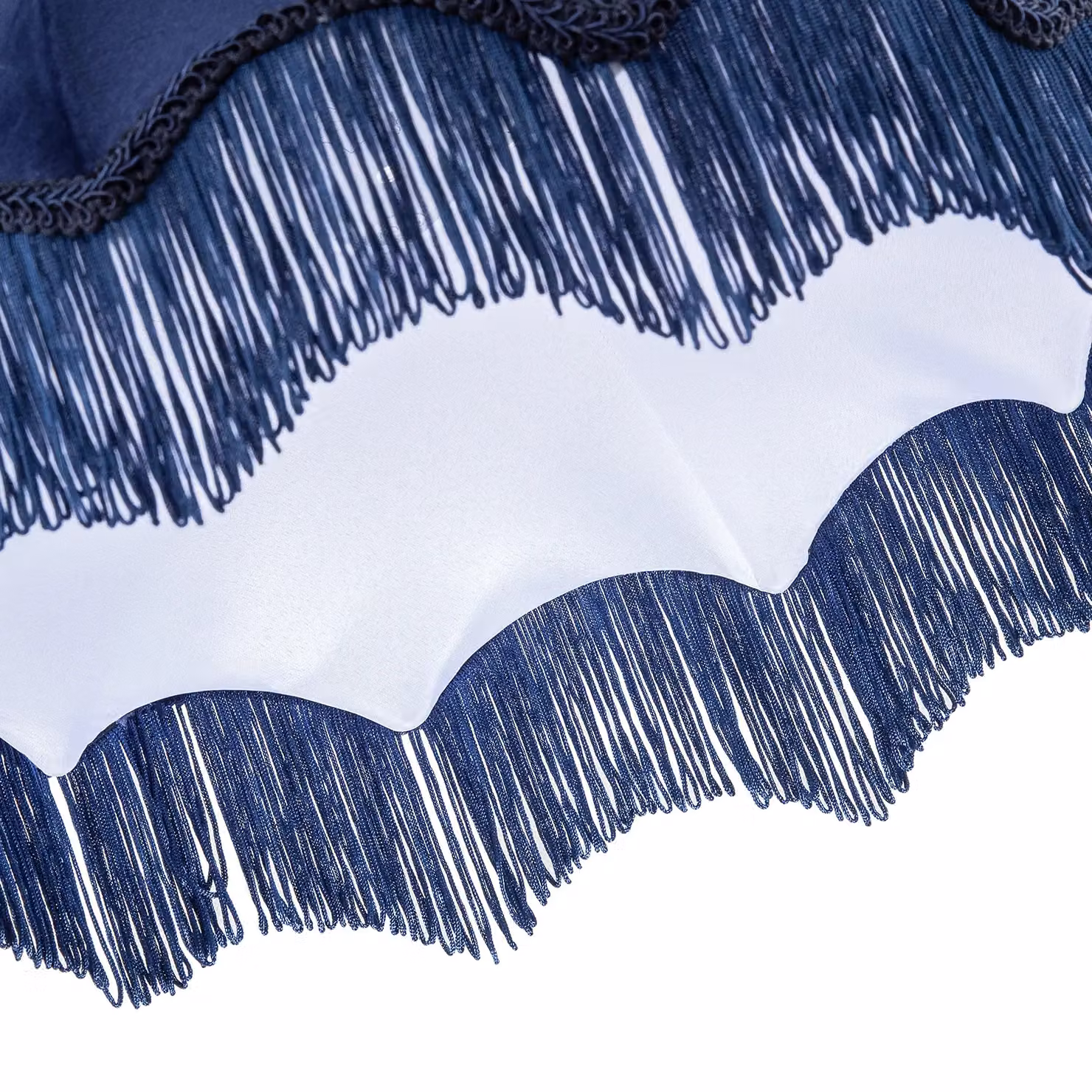 Happy Homewares Classic Victorian Velvet Lamp Shade with Long Tassels and Embroidered Trims in Midnight Blue, Diameter: 36 cm – 4