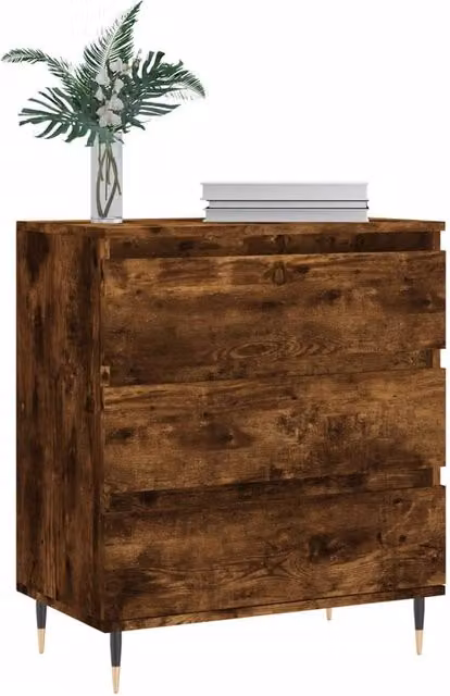Berkfield Home Mid Century Smoked Oak Sideboard in Brown, W/D/H: 60 x 35 x 70 cm