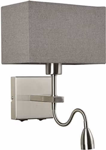Italux Norte Modern LED Bedside Lamp in Silver and Grey with 350lm Warm White 3000K Light