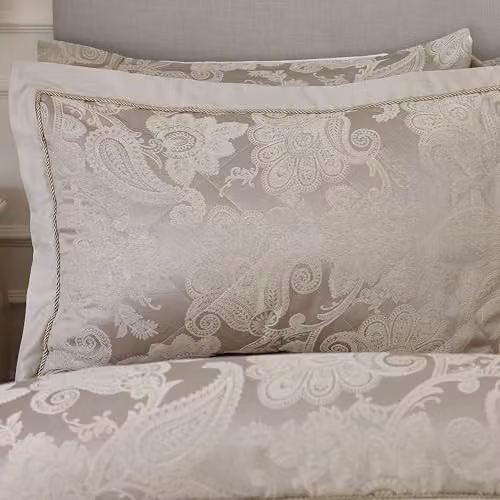 Catherine Lansfield Opulent Jacquard Quilted Pillow Sham Pair in Gold – 1
