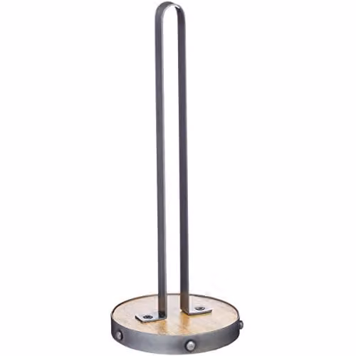 KitchenCraft Industrial Metal and Wood Freestanding Kitchen Roll Holder, Grey