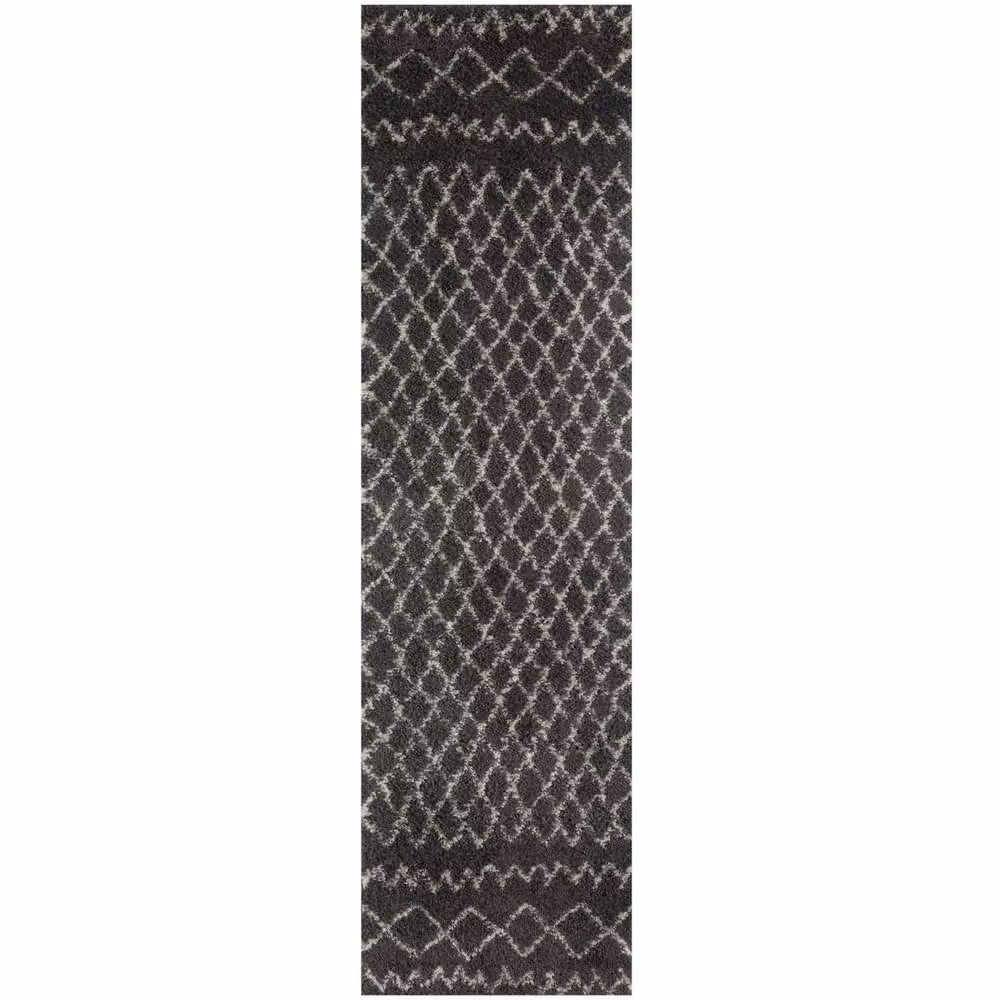 THE RUGS Soft Tangier Moroccan High Pile Shaggy Rug in Dark Grey, W: 80 cm, L: 300 cm – 4