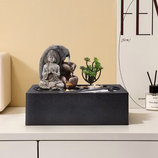 Breeins Resin Stacking Tabletop Water Feature Fountain in Figure Rock Design