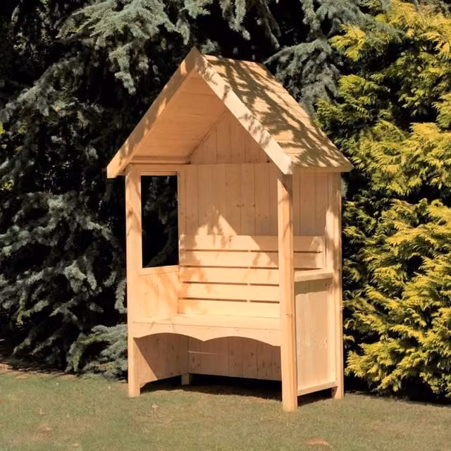 Shires Forget Me Not Brown Wooden Garden Arbour Arch with Seat