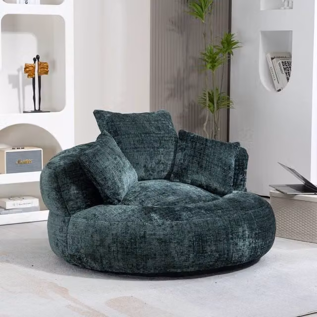Direct Wicker Emerald Green Chenille High Back Lazy Sofa Bean Bag Chair