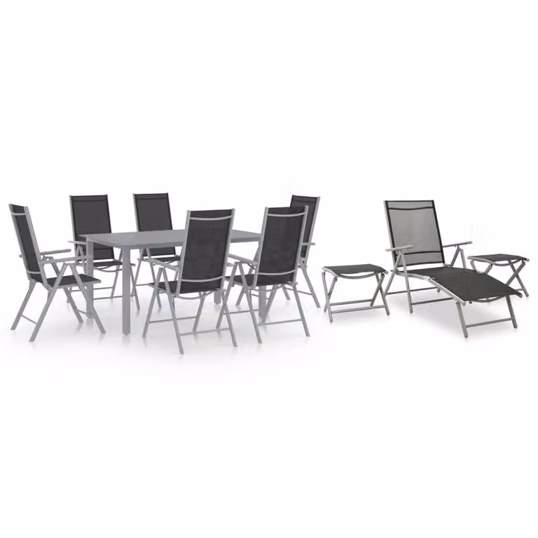Berkfield Home 10 Piece Modern Garden Dining Set in Black and Silver
