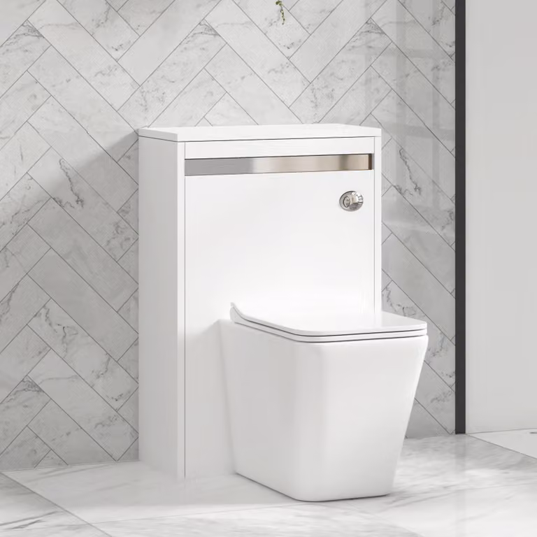 Royal Bathrooms Orion Matt White Wall Mounted WC Unit with Elena Rimless Ceramic Toilet Pan, Slim Soft Close Seat and Cistern, Width: 54 cm