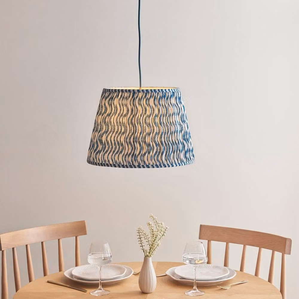 Netlighting Eltham Blue Flex Pendant Light with Blue Fabric Ripple Shade, Diameter: 40 cm, B22 – 2
