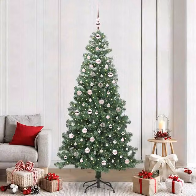 Berkfield Home Green PVC Christmas Tree with 300 LEDs and Stand, Height: 240 cm – 1