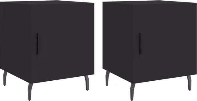 Berkfield Home Set of 2 Modern Black Bedside Cabinets with Media Compartments, W/D/H: 40 x 40 x 50 cm – 1