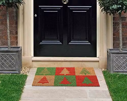 Coco&Coir Christmas Tree Coir Door Mat, W/D/H: 75 x 45 x 1.5 cm, Brown and Multicolour – 3