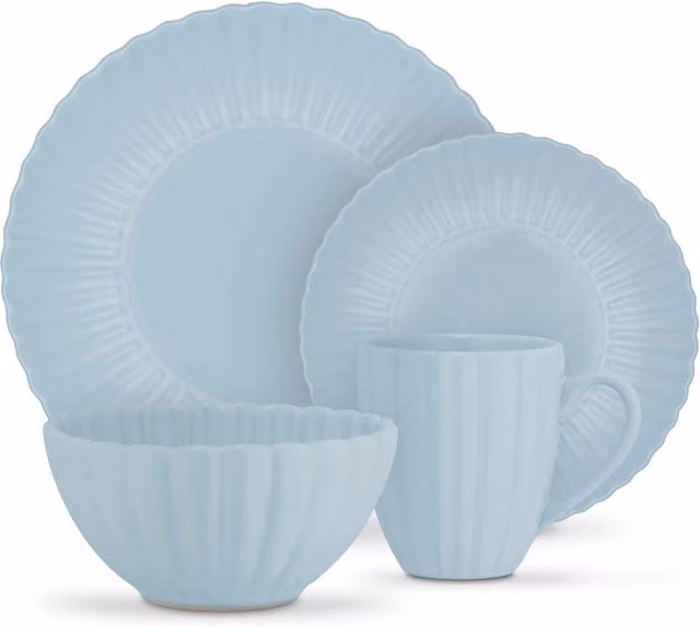 Swan 16 Piece Blue Stoneware Dinner Service Set